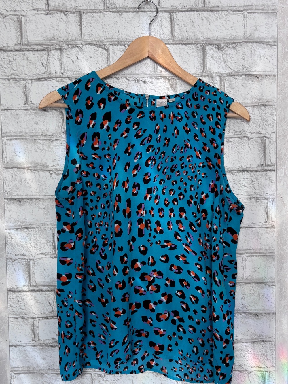 Simons Teal Leopard Print Sleeveless Tank